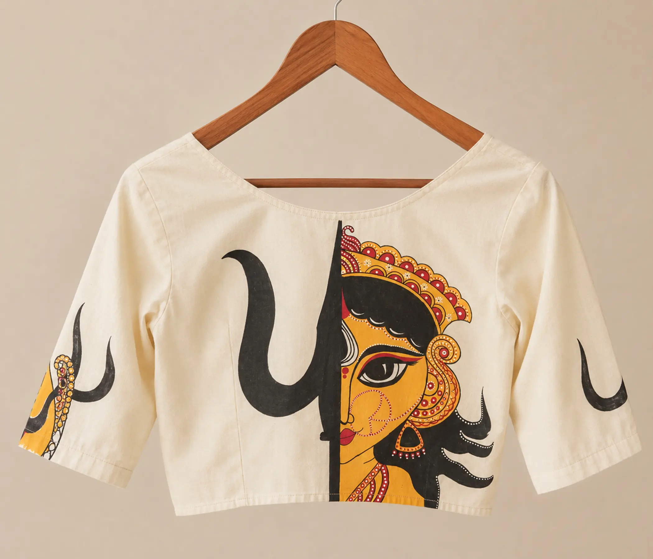 Hand-Painted Shiva-Shakti Blouse Traditional Design